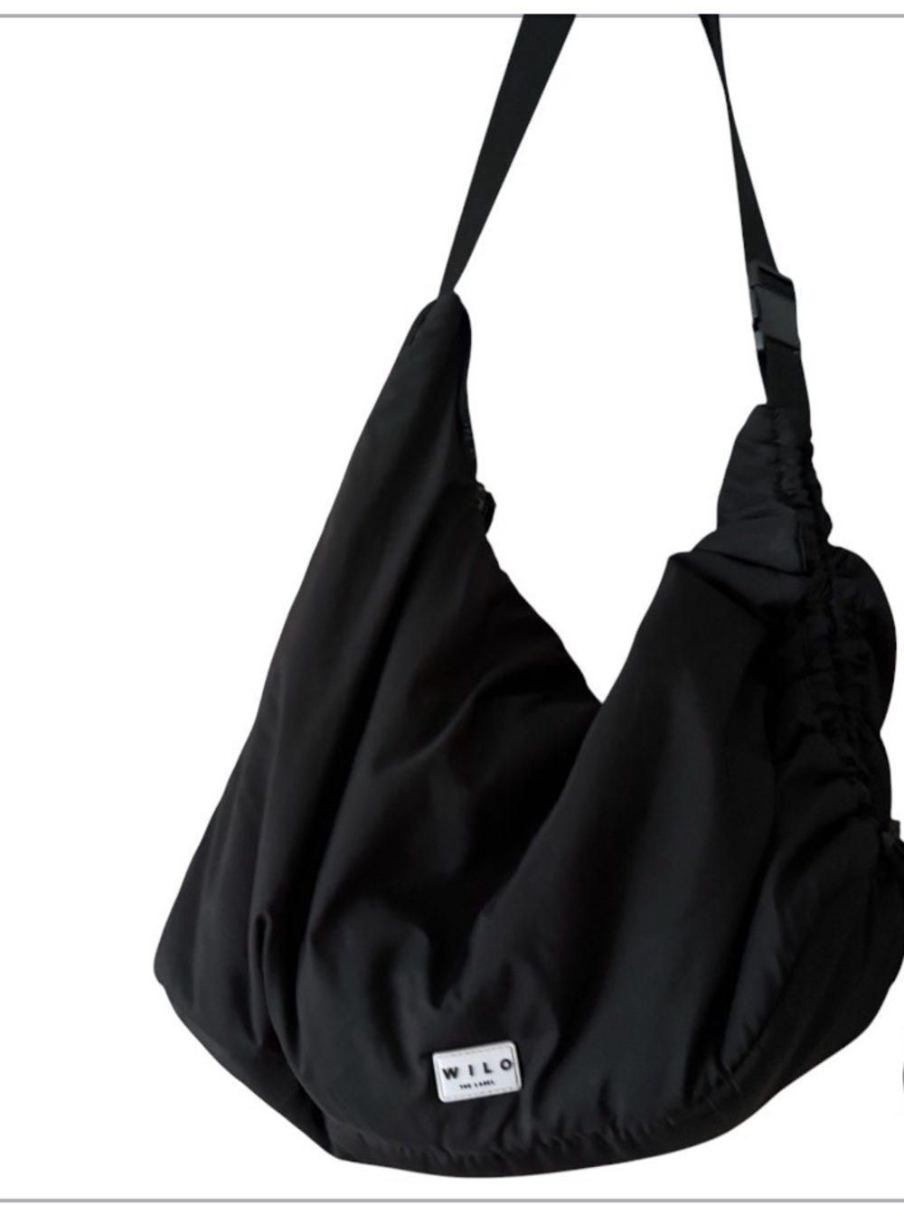 Wilo The Label Puffer Bag Shoulder Bag Black Crossbody Purse with Ruching - Picture 6 of 13